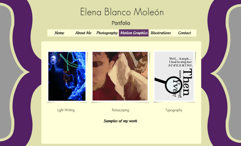 Screengrab of my first online portfolio